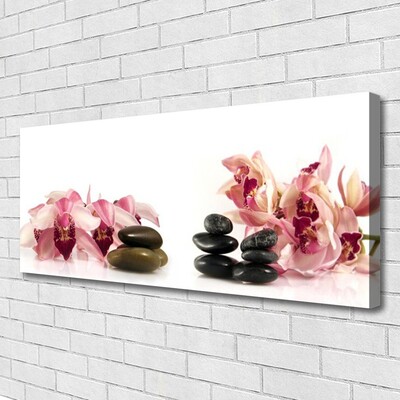 Canvas print Flower stones art brown black white