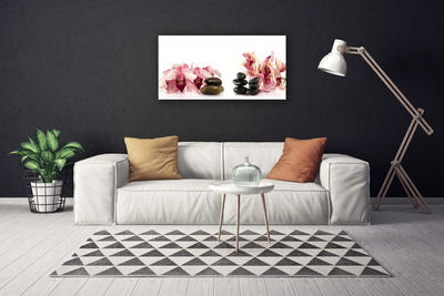 Canvas print Flower stones art brown black white