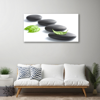 Canvas print Stones art black green white