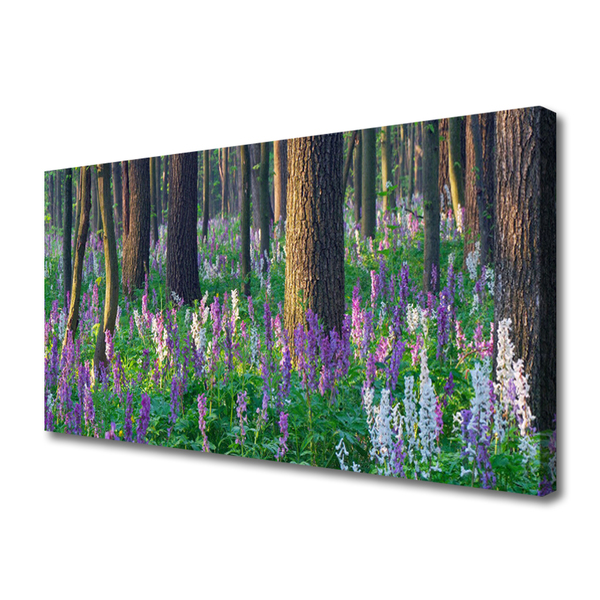 Canvas print Forest flowers nature purple green brown