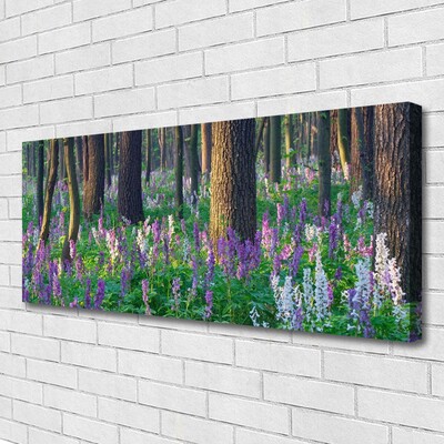 Canvas print Forest flowers nature purple green brown