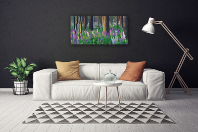 Canvas print Forest flowers nature purple green brown