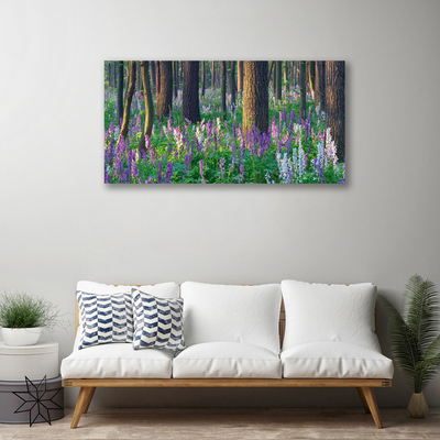 Canvas print Forest flowers nature purple green brown