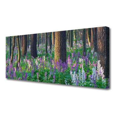 Canvas print Forest flowers nature purple green brown