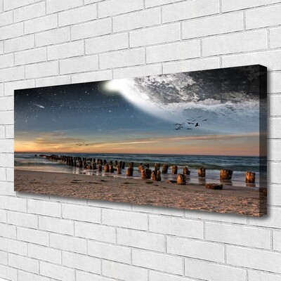 Canvas print Ocean beach landscape brown black blue