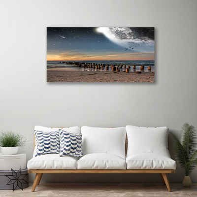 Canvas print Ocean beach landscape brown black blue