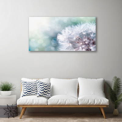 Canvas print Dandelion floral white blue