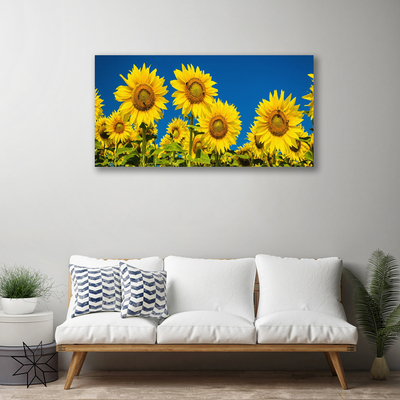 Canvas print Sunflowers floral yellow green