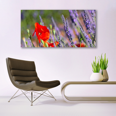 Canvas print Flowers floral red purple green