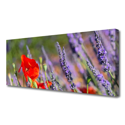 Canvas print Flowers floral red purple green