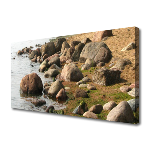 Canvas print Stones sea landscape grey brown blue