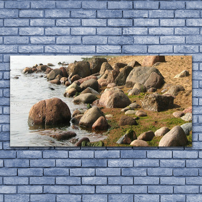 Canvas print Stones sea landscape grey brown blue