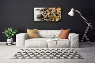 Canvas print Stones sea landscape grey brown blue