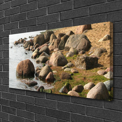 Canvas print Stones sea landscape grey brown blue