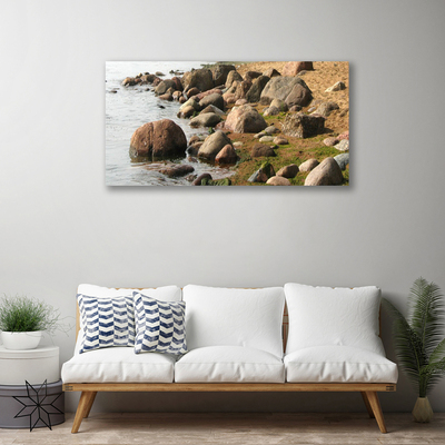 Canvas print Stones sea landscape grey brown blue