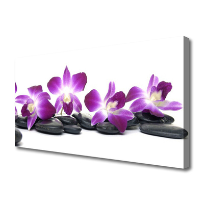 Canvas print Flower stones art pink white grey