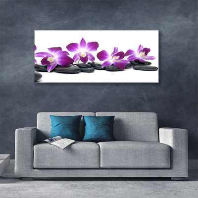 Canvas print Flower stones art pink white grey