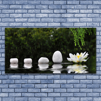 Canvas print Stones flower art white green