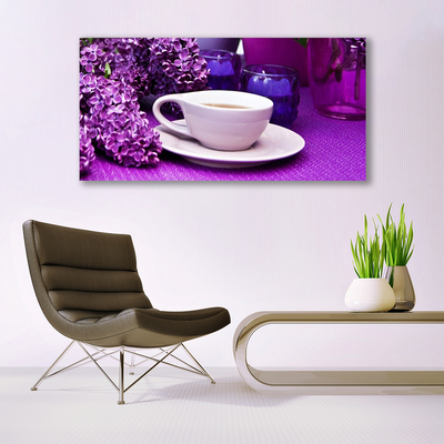 Canvas print Cup flowers floral white pink purple