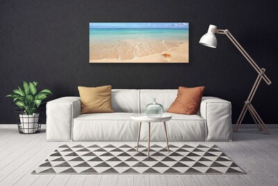 Canvas print Sea beach starfish landscape blue brown