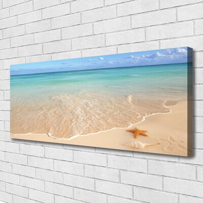 Canvas print Sea beach starfish landscape blue brown