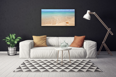 Canvas print Sea beach starfish landscape blue brown