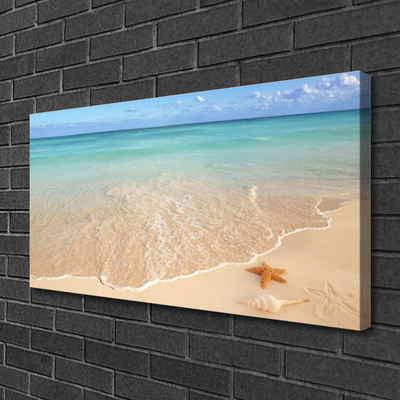 Canvas print Sea beach starfish landscape blue brown