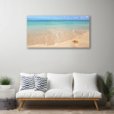 Canvas print Sea beach starfish landscape blue brown