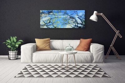 Canvas print Water trees art blue brown