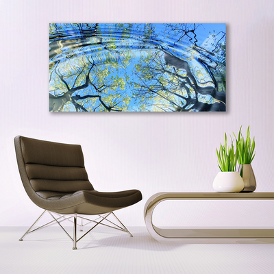 Canvas print Water trees art blue brown