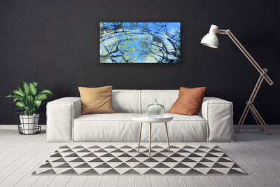 Canvas print Water trees art blue brown