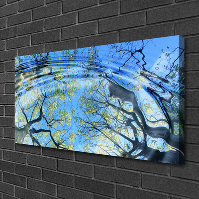 Canvas print Water trees art blue brown