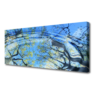 Canvas print Water trees art blue brown