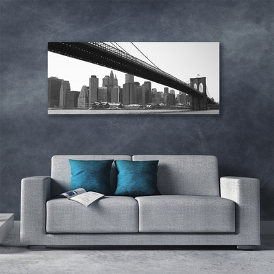 Canvas print Bridge city architecture grey black