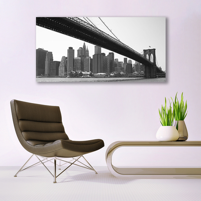 Canvas print Bridge city architecture grey black