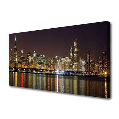Canvas print City houses grey yellow multi