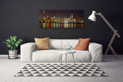 Canvas print City houses grey yellow multi