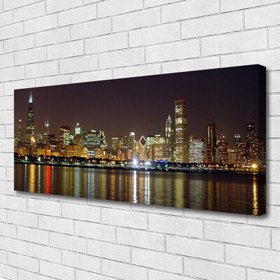 Canvas print City houses grey yellow multi