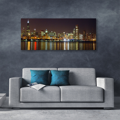 Canvas print City houses grey yellow multi