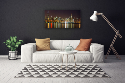 Canvas print City houses grey yellow multi