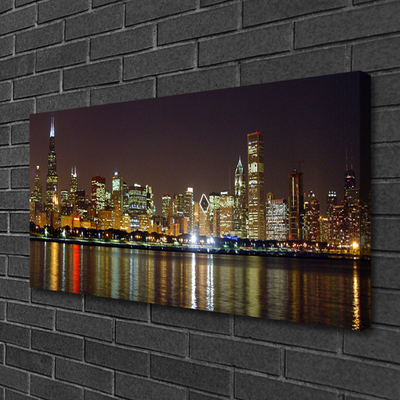 Canvas print City houses grey yellow multi