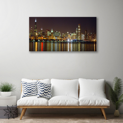 Canvas print City houses grey yellow multi