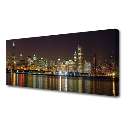 Canvas print City houses grey yellow multi