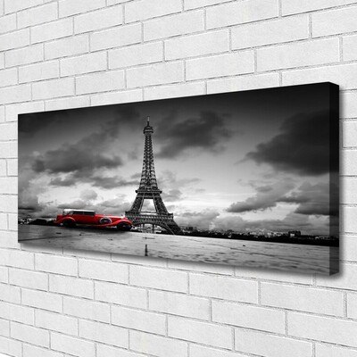 Canvas print Eiffelturm car paris architecture red grey