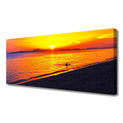 Canvas print Sea sun beach landscape yellow grey purple