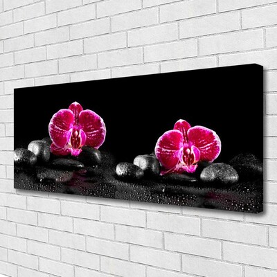 Canvas print Flower stones floral black red