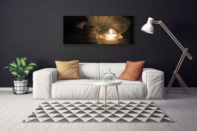 Canvas print Candle stones flower art grey white
