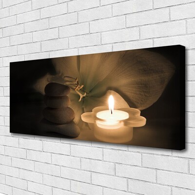 Canvas print Candle stones flower art grey white