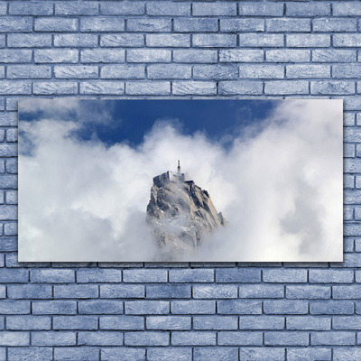 Canvas print Mountain clouds landscape white grey blue