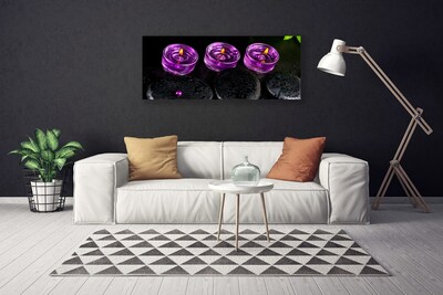 Canvas print Candle stones art pink black